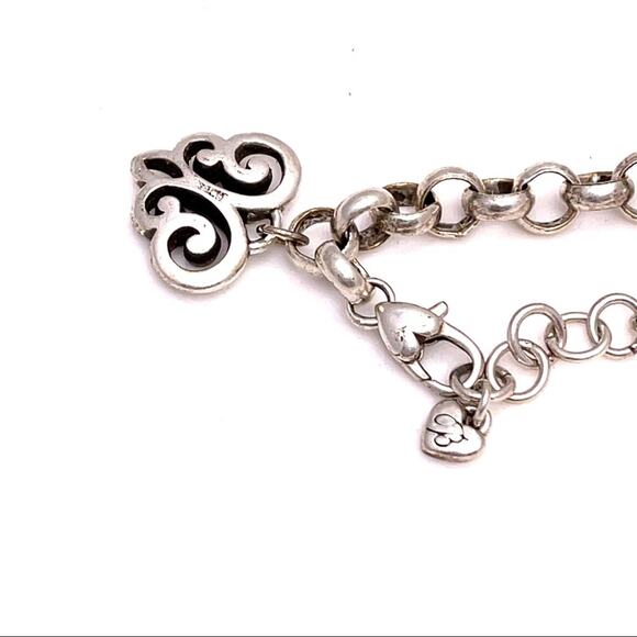 Silver chain bracelet with heart design charm - Picture 2 of 3